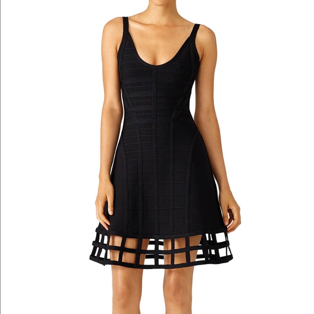 Herve Leger Black Grid Bottom Dress
